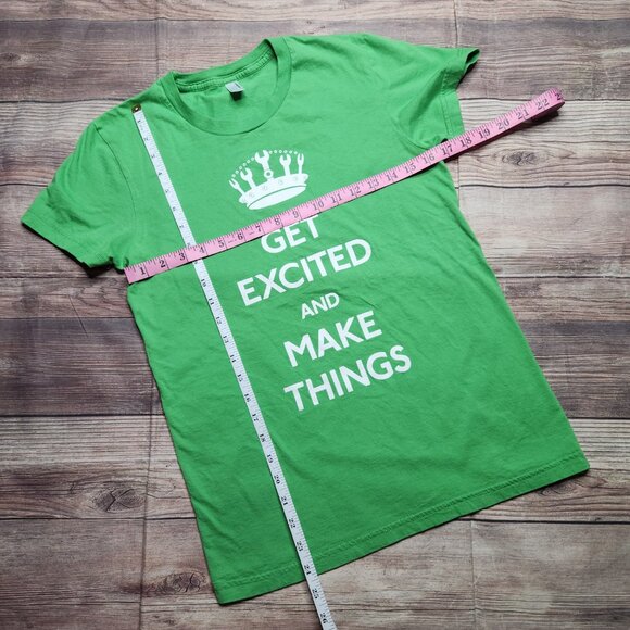 American Apparel Green Get Excited & Make Things Shirt - Picture 4 of 6
